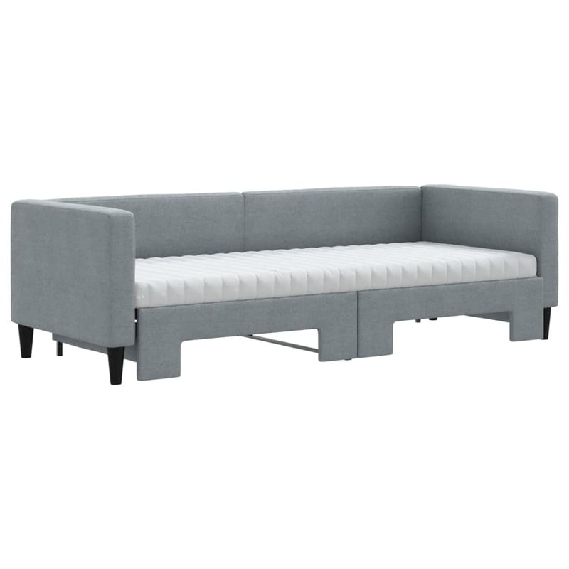 Casa si Gradina - Mobilier - Paturi si accesorii - Paturi - Pat de zi cu extensie si saltele, gri deschis, 80x200 cm textil - Infinity.ro