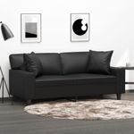 Casa si Gradina - Mobilier - Canapele si coltare - Canapele - Canapea cu 2 locuri cu pernute, negru, 140 cm, piele ecologica - Infinity.ro
