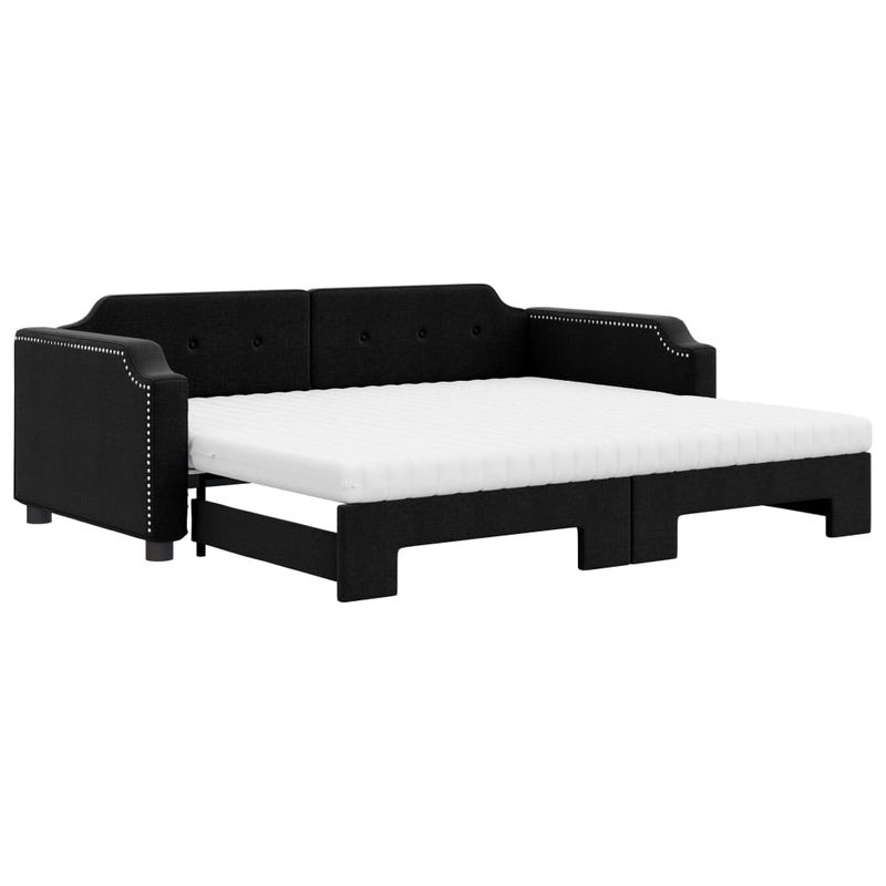 Casa si Gradina - Mobilier - Paturi si accesorii - Paturi - Pat de zi cu extensie si saltele, negru, 90x190 cm, textil - Infinity.ro