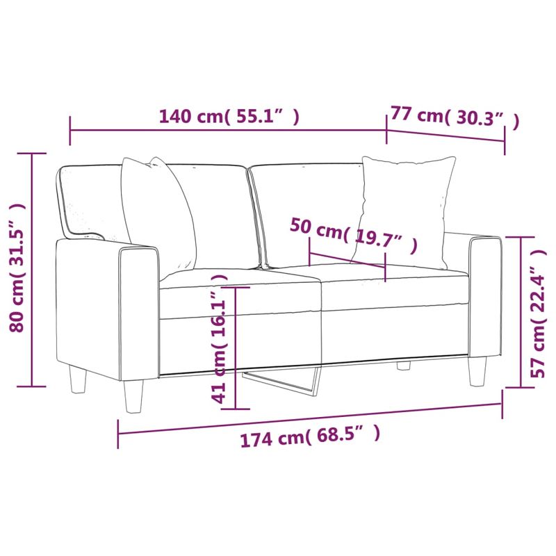Casa si Gradina - Mobilier - Canapele si coltare - Canapele - Canapea cu 2 locuri cu pernute, cappuccino, 140 cm, piele eco. - Infinity.ro