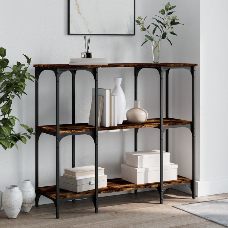 Casa si Gradina - Mobilier - Comode si corpuri - Console - Masuta consola, stejar fumuriu, 102x35x90 cm, lemn prelucrat - Infinity.ro