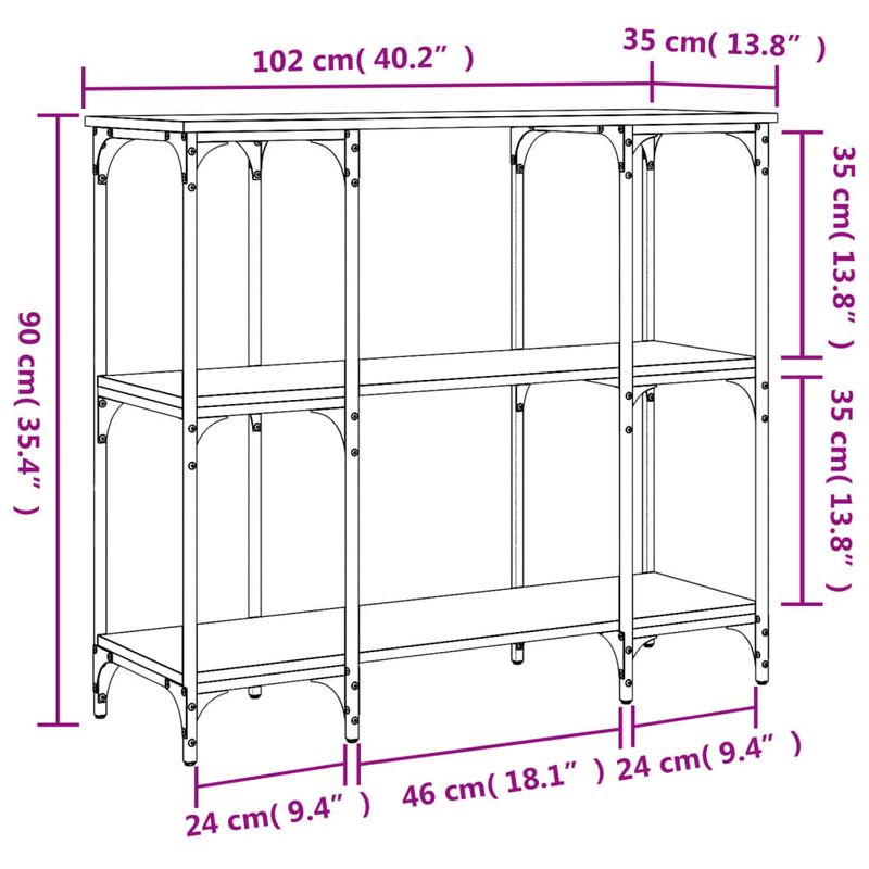 Casa si Gradina - Mobilier - Comode si corpuri - Console - Masuta consola, stejar fumuriu, 102x35x90 cm, lemn prelucrat - Infinity.ro