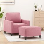 Casa si Gradina - Mobilier - Scaune si fotolii - Fotolii - Fotoliu canapea cu taburet, roz, 60 cm, catifea - Infinity.ro