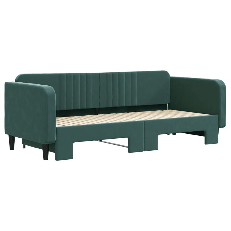 Casa si Gradina - Mobilier - Paturi si accesorii - Paturi - Pat de zi cu extensie, verde inchis, 90x200 cm, catifea - Infinity.ro