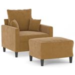 Casa si Gradina - Mobilier - Scaune si fotolii - Fotolii - Fotoliu canapea cu taburet, maro, 60 cm, catifea - Infinity.ro