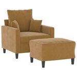 Casa si Gradina - Mobilier - Scaune si fotolii - Fotolii - Fotoliu canapea cu taburet, maro, 60 cm, catifea - Infinity.ro