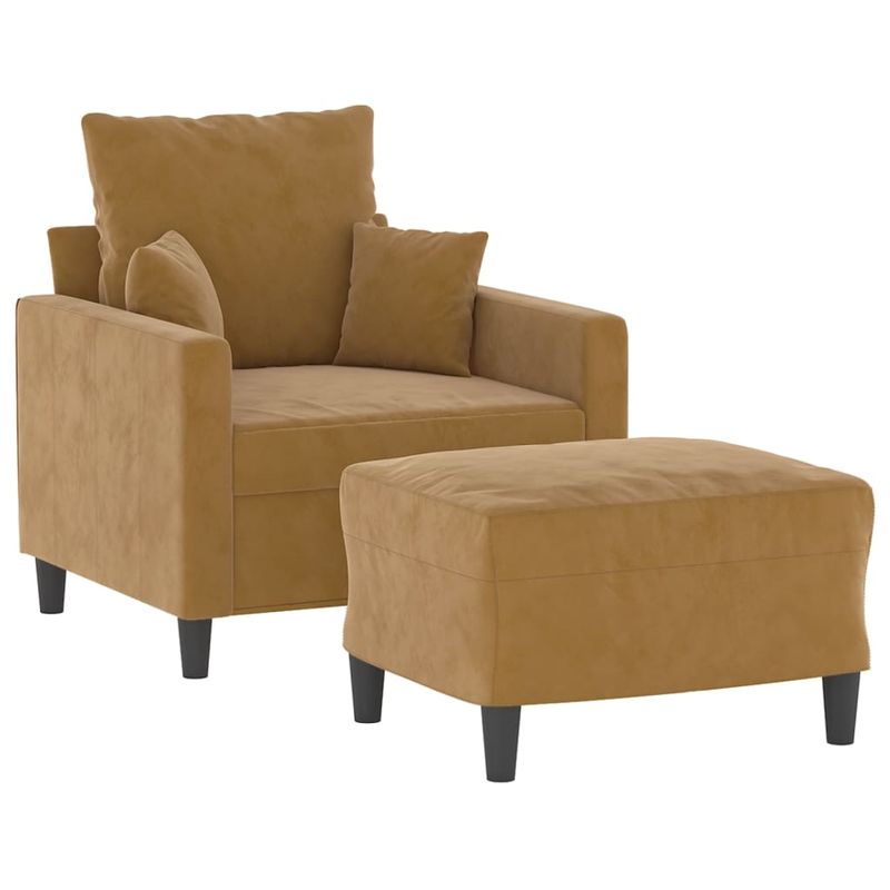 Casa si Gradina - Mobilier - Scaune si fotolii - Fotolii - Fotoliu canapea cu taburet, maro, 60 cm, catifea - Infinity.ro