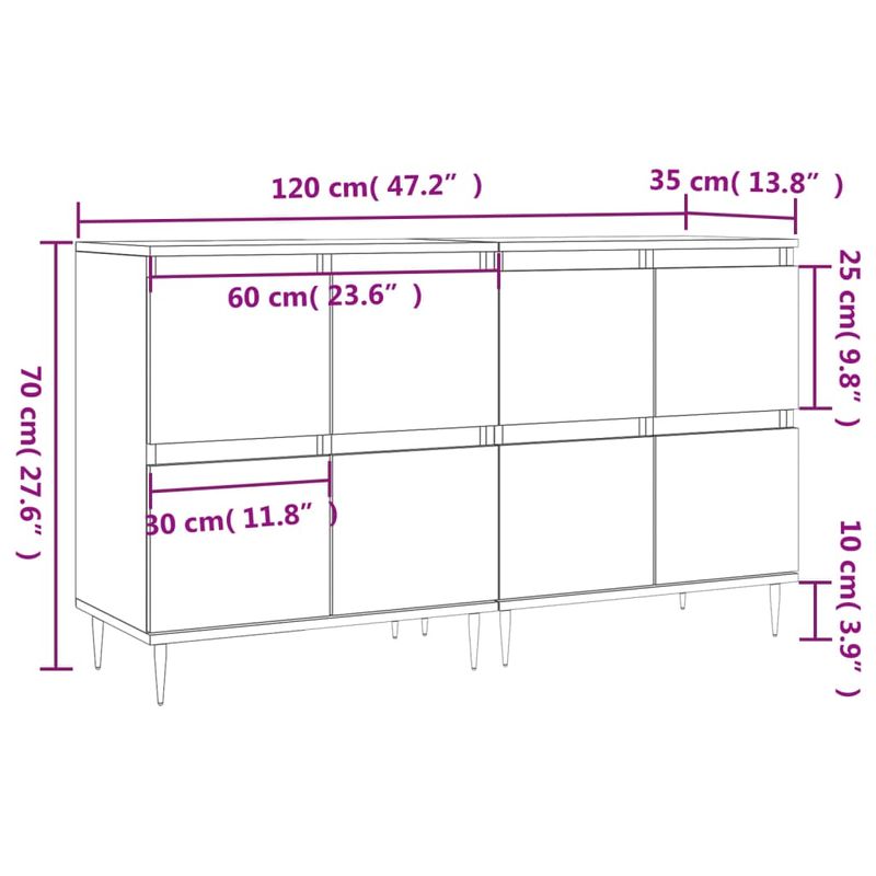 Casa si Gradina - Mobilier - Comode si corpuri - Comode - Servante, 2 buc., stejar afumat, lemn prelucrat - Infinity.ro
