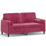 Casa si Gradina - Mobilier - Canapele si coltare - Canapele - Canapea cu 2 locuri cu pernute, rosu vin, 140 cm, catifea - Infinity.ro