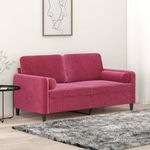 Casa si Gradina - Mobilier - Canapele si coltare - Canapele - Canapea cu 2 locuri cu pernute, rosu vin, 140 cm, catifea - Infinity.ro