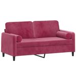 Casa si Gradina - Mobilier - Canapele si coltare - Canapele - Canapea cu 2 locuri cu pernute, rosu vin, 140 cm, catifea - Infinity.ro