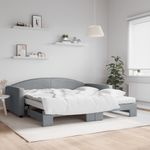 Casa si Gradina - Mobilier - Paturi si accesorii - Paturi - Pat de zi cu extensie si saltele, gri deschis 100x200 cm textil - Infinity.ro