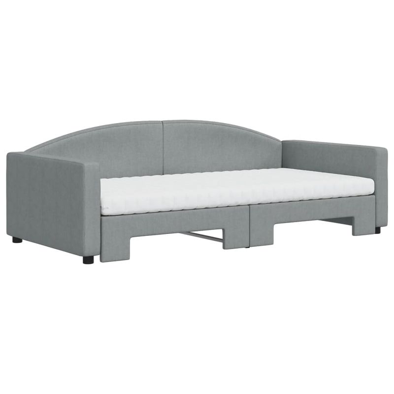 Casa si Gradina - Mobilier - Paturi si accesorii - Paturi - Pat de zi cu extensie si saltele, gri deschis 100x200 cm textil - Infinity.ro