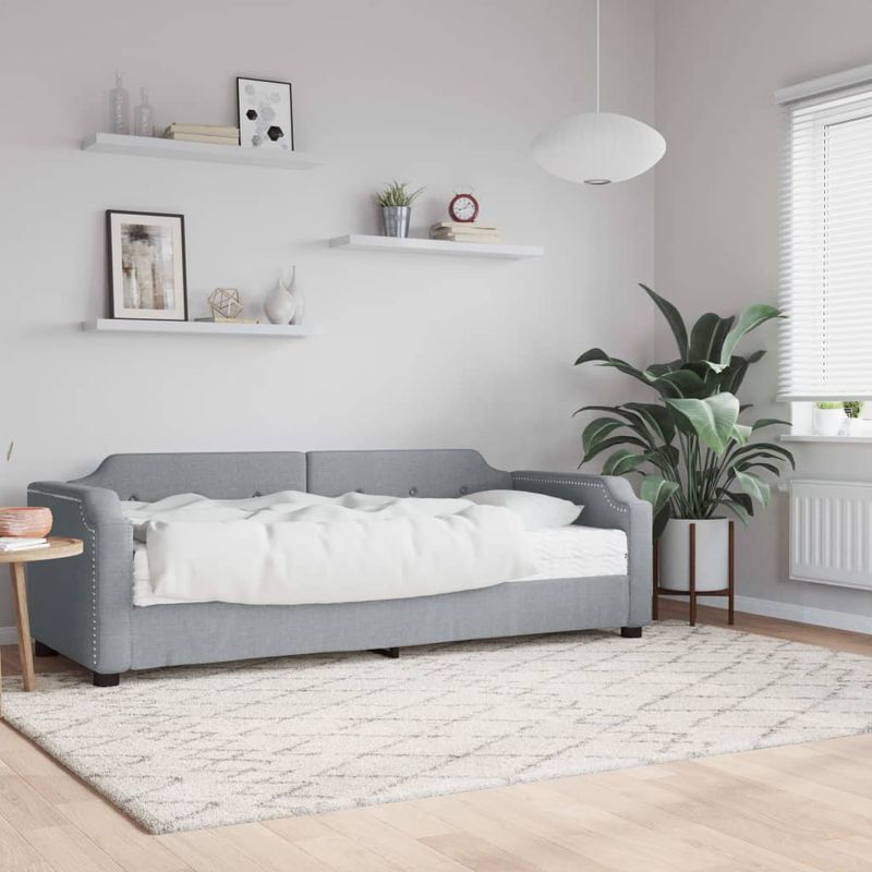 Casa si Gradina - Mobilier - Paturi si accesorii - Paturi - Pat de zi cu saltea, gri deschis, 80x200 cm, textil - Infinity.ro