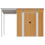 Casa si Gradina - Gradina si terasa - Casute de gradina - Sopron gradina, acoperis extins, maro deschis, 277x110,5x181 cm, otel - Infinity.ro