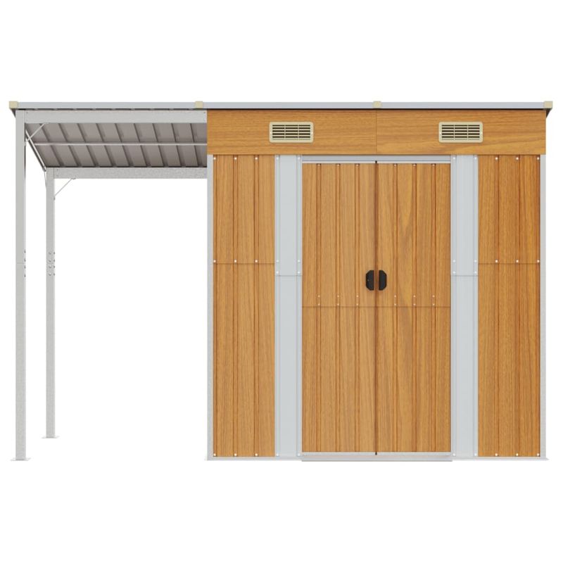 Casa si Gradina - Gradina si terasa - Casute de gradina - Sopron gradina, acoperis extins, maro deschis, 277x110,5x181 cm, otel - Infinity.ro