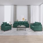 Casa si Gradina - Mobilier - Seturi de mobilier - Seturi living - Set de canapele cu perne, 3 piese, verde inchis, catifea - Infinity.ro