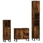 Casa si Gradina - Mobilier - Seturi de mobilier - Seturi baie - Set mobilier de baie, 3 piese, stejar fumuriu, lemn prelucrat - Infinity.ro