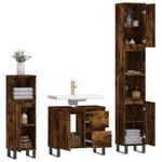 Casa si Gradina - Mobilier - Seturi de mobilier - Seturi baie - Set mobilier de baie, 3 piese, stejar fumuriu, lemn prelucrat - Infinity.ro