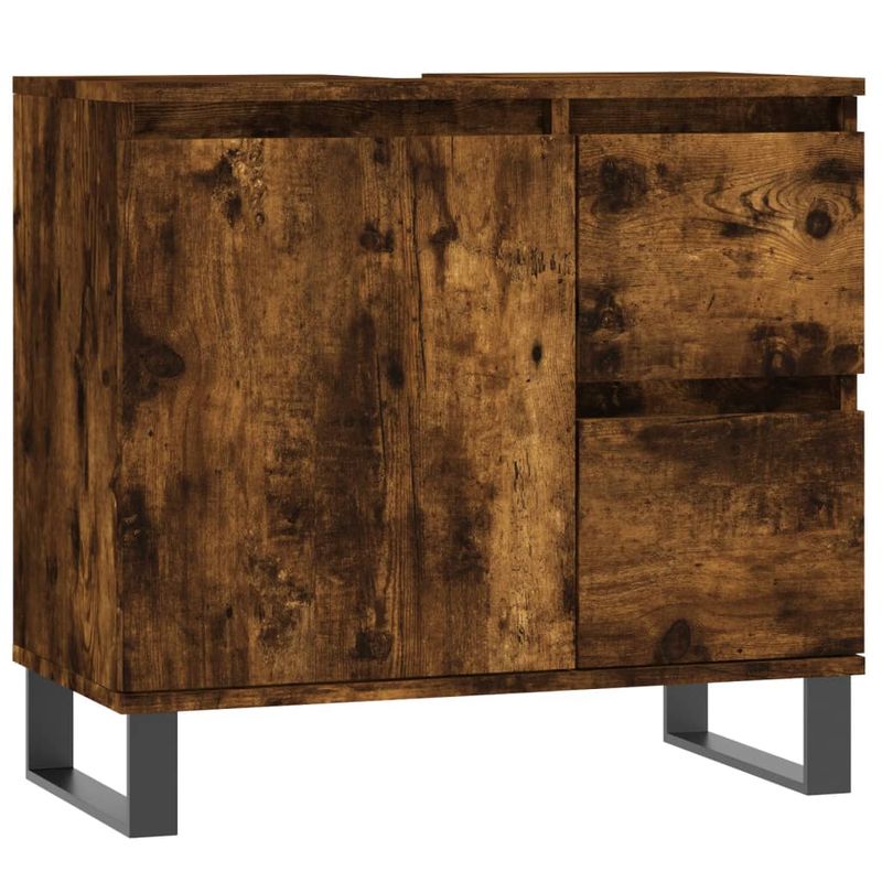 Casa si Gradina - Mobilier - Seturi de mobilier - Seturi baie - Set mobilier de baie, 3 piese, stejar fumuriu, lemn prelucrat - Infinity.ro