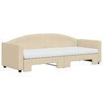 Casa si Gradina - Mobilier - Paturi si accesorii - Paturi - Pat de zi cu extensie si saltele, crem, 80x200 cm, textil - Infinity.ro