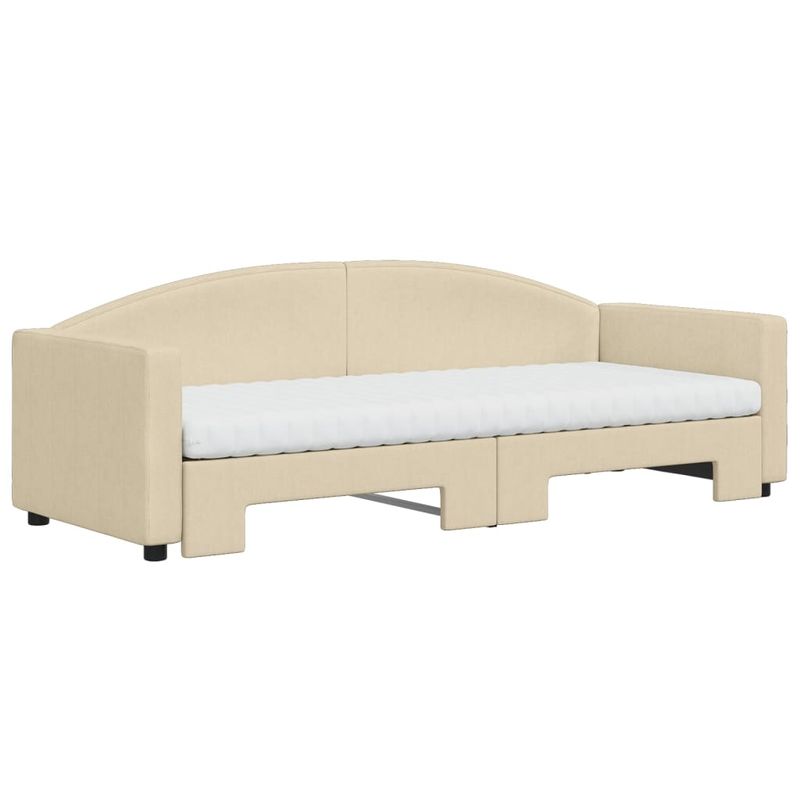 Casa si Gradina - Mobilier - Paturi si accesorii - Paturi - Pat de zi cu extensie si saltele, crem, 80x200 cm, textil - Infinity.ro