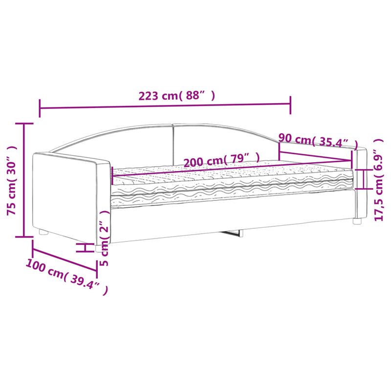 Casa si Gradina - Mobilier - Paturi si accesorii - Paturi - Pat de zi cu saltea, crem, 90x200 cm, textil - Infinity.ro