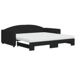 Casa si Gradina - Mobilier - Paturi si accesorii - Paturi - Pat de zi cu extensie si saltele, negru, 100x200 cm, textil - Infinity.ro