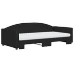 Casa si Gradina - Mobilier - Paturi si accesorii - Paturi - Pat de zi cu extensie si saltele, negru, 100x200 cm, textil - Infinity.ro