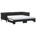Casa si Gradina - Mobilier - Paturi si accesorii - Paturi - Pat de zi cu extensie si saltele, negru, 100x200 cm, catifea - Infinity.ro
