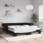 Casa si Gradina - Mobilier - Paturi si accesorii - Paturi - Pat de zi cu extensie si saltele, negru, 100x200 cm, catifea - Infinity.ro