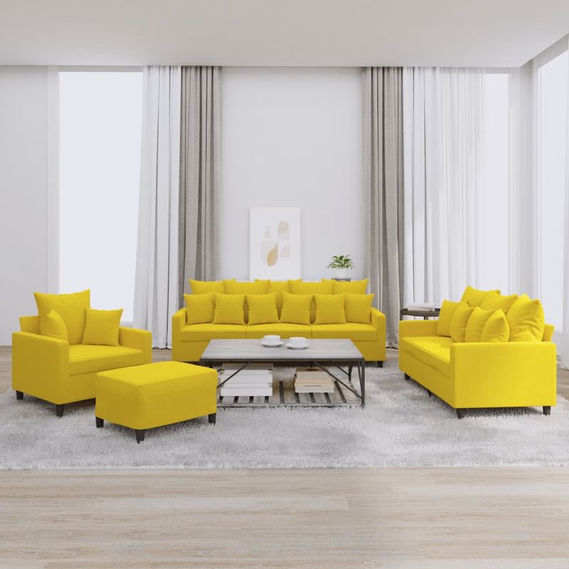 Casa si Gradina - Mobilier - Seturi de mobilier - Seturi living - Set de canapele cu perne, 4 piese, galben, catifea - Infinity.ro
