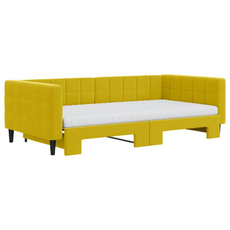 Casa si Gradina - Mobilier - Paturi si accesorii - Paturi - Pat de zi cu extensie si saltea, galben, 100x200 cm, catifea - Infinity.ro