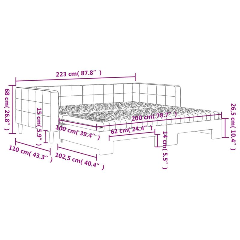 Casa si Gradina - Mobilier - Paturi si accesorii - Paturi - Pat de zi cu extensie si saltea, galben, 100x200 cm, catifea - Infinity.ro