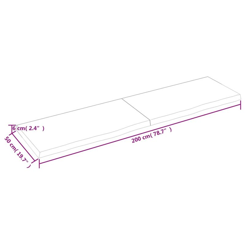 Casa si Gradina - Mobilier - Mobilier baie - Blaturi baie - Blat de baie, maro deschis, 200x50x(2-6) cm, lemn masiv tratat - Infinity.ro