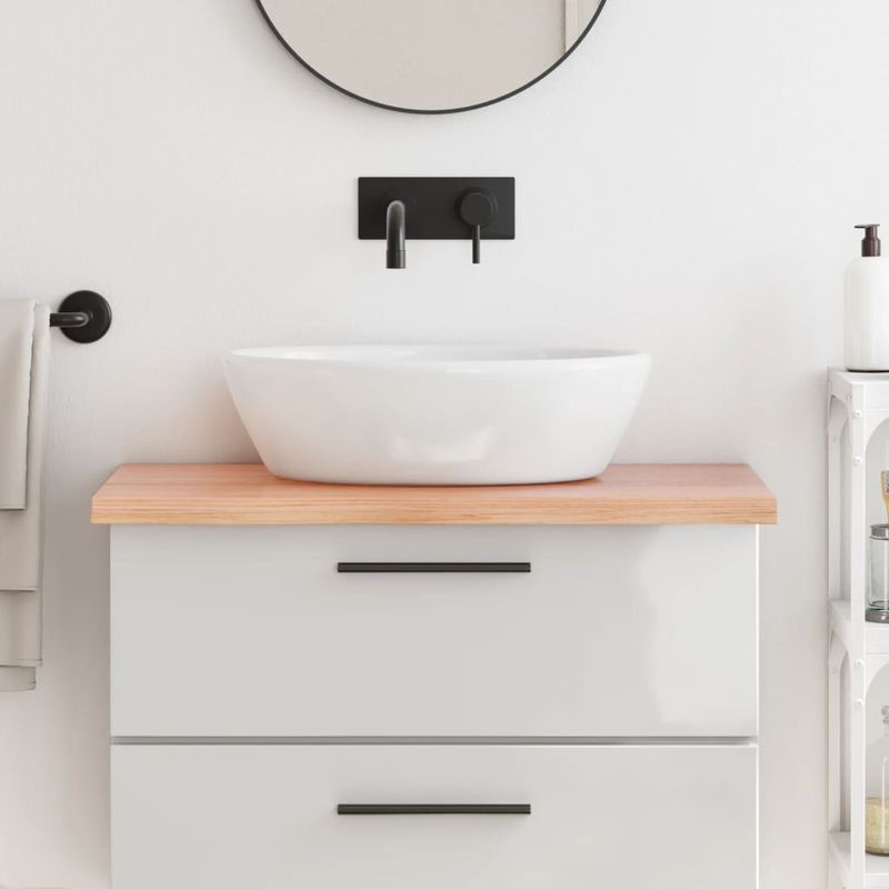 Casa si Gradina - Mobilier - Mobilier baie - Blaturi baie - Blat de baie, maro deschis, 80x50x(2-4) cm, lemn masiv tratat - Infinity.ro