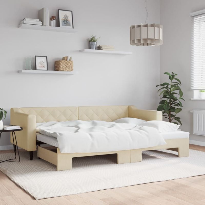 Casa si Gradina - Mobilier - Paturi si accesorii - Paturi - Pat de zi cu extensie, crem, 80x200 cm, textil - Infinity.ro