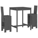 Casa si Gradina - Gradina si terasa - Mobilier exterior - Seturi mobila gradina - Set bar de gradina, 3 piese, gri, lemn masiv de pin - Infinity.ro