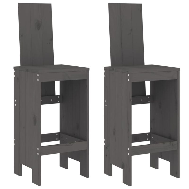 Casa si Gradina - Gradina si terasa - Mobilier exterior - Seturi mobila gradina - Set bar de gradina, 3 piese, gri, lemn masiv de pin - Infinity.ro