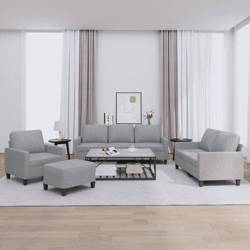 Casa si Gradina - Mobilier - Seturi de mobilier - Seturi living - Set de canapele cu perne, 4 piese, gri deschis, textil - Infinity.ro