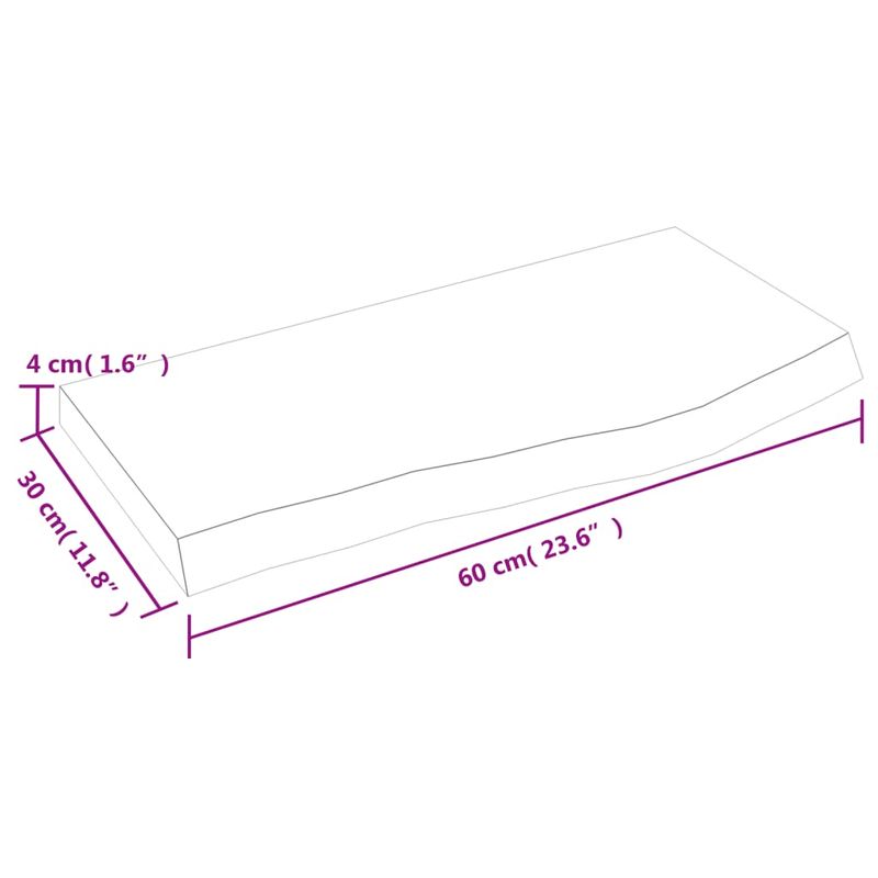 Casa si Gradina - Mobilier - Mobilier baie - Blaturi baie - Blat de baie, 60x30x(2-4) cm, lemn masiv netratat - Infinity.ro