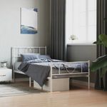 Casa si Gradina - Mobilier - Paturi si accesorii - Paturi - Cadru de pat metalic cu tablie de cap/picioare, alb, 100x200 cm - Infinity.ro