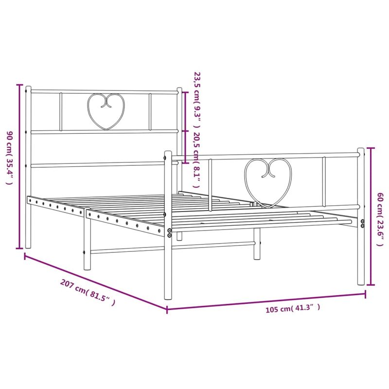 Casa si Gradina - Mobilier - Paturi si accesorii - Paturi - Cadru de pat metalic cu tablie de cap/picioare, alb, 100x200 cm - Infinity.ro