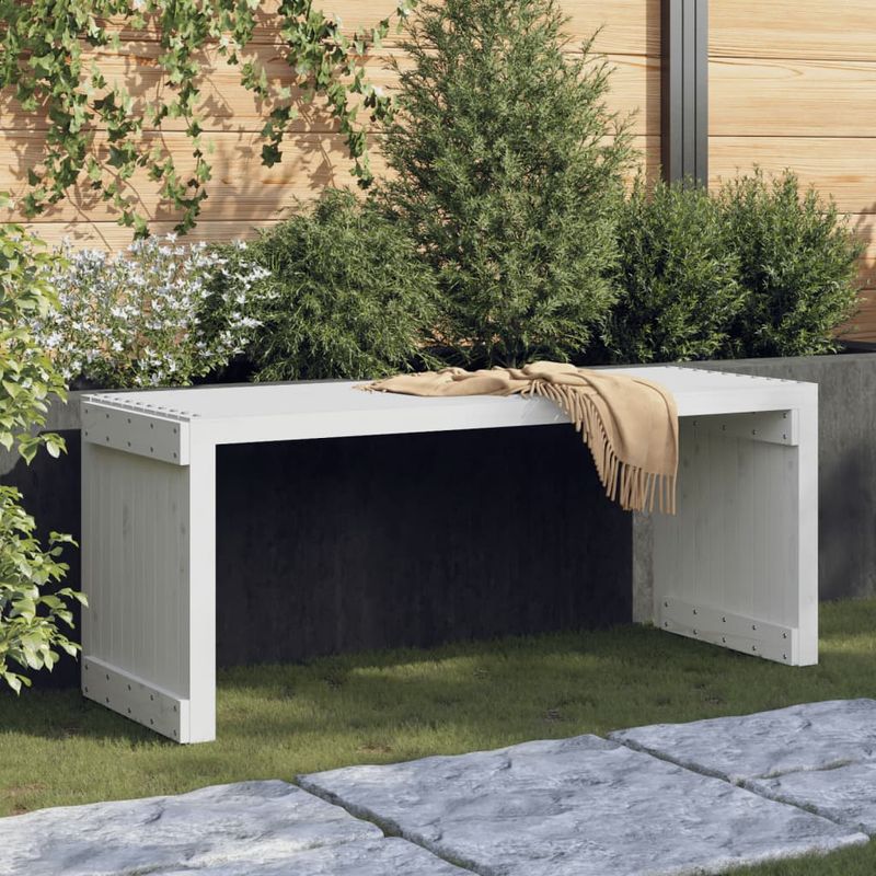 Casa si Gradina - Gradina si terasa - Mobilier exterior - Bancute de gradina - Banca gradina extensibila alb, 212,5x40,5x45 cm, lemn masiv pin - Infinity.ro