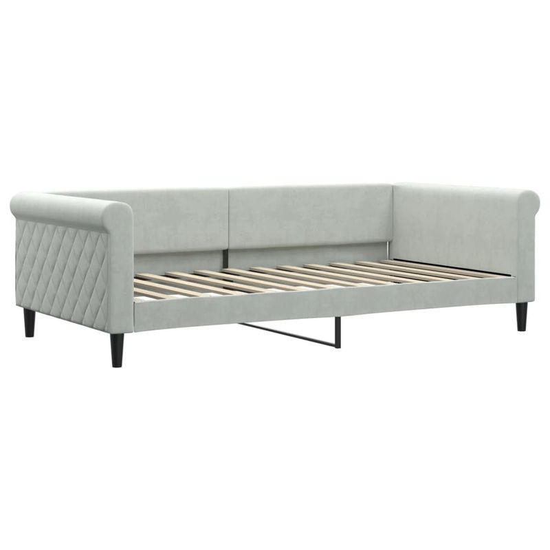 Casa si Gradina - Mobilier - Paturi si accesorii - Paturi - Pat de zi cu saltea, gri deschis, 100x200 cm, catifea - Infinity.ro