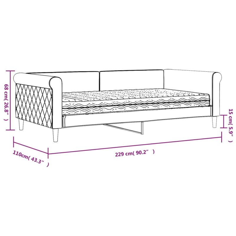 Casa si Gradina - Mobilier - Paturi si accesorii - Paturi - Pat de zi cu saltea, gri deschis, 100x200 cm, catifea - Infinity.ro