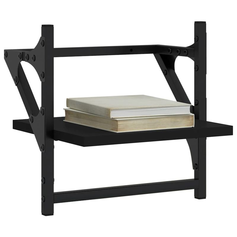 Casa si Gradina - Mobilier - Biblioteci si rafturi - Rafturi - Rafturi de perete cu bare, 2 buc, negru, 30x25x30 cm - Infinity.ro