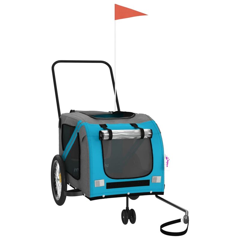 Petshop - Accesorii petshop - Culcusuri si custi - Genti si articole transport - Remorca bicicleta animale companie, albastru/gri, oxford/fier - Infinity.ro