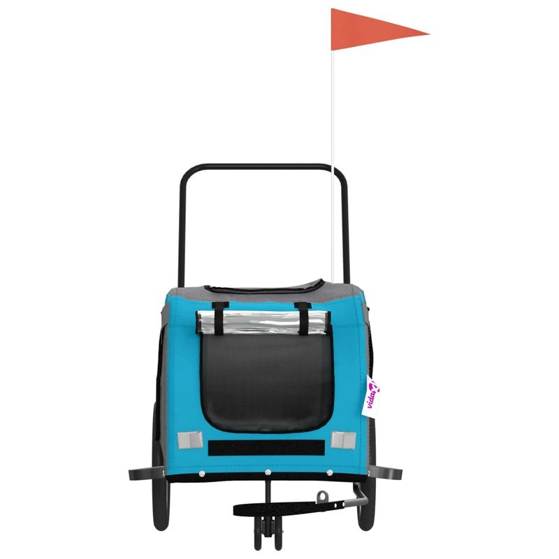 Petshop - Accesorii petshop - Culcusuri si custi - Genti si articole transport - Remorca bicicleta animale companie, albastru/gri, oxford/fier - Infinity.ro