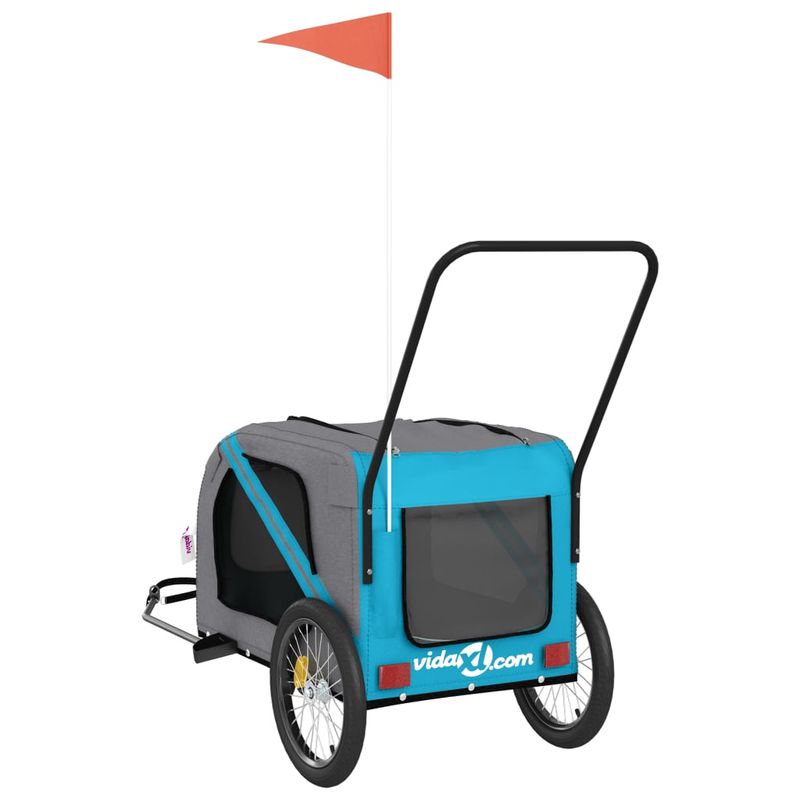 Petshop - Accesorii petshop - Culcusuri si custi - Genti si articole transport - Remorca bicicleta animale companie, albastru/gri, oxford/fier - Infinity.ro